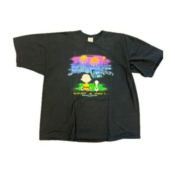 Cedar Fair Point Black Snoopy What A Day 100% Cotton Charlie Brown T-shirt 3XL - Picture 2 of 8